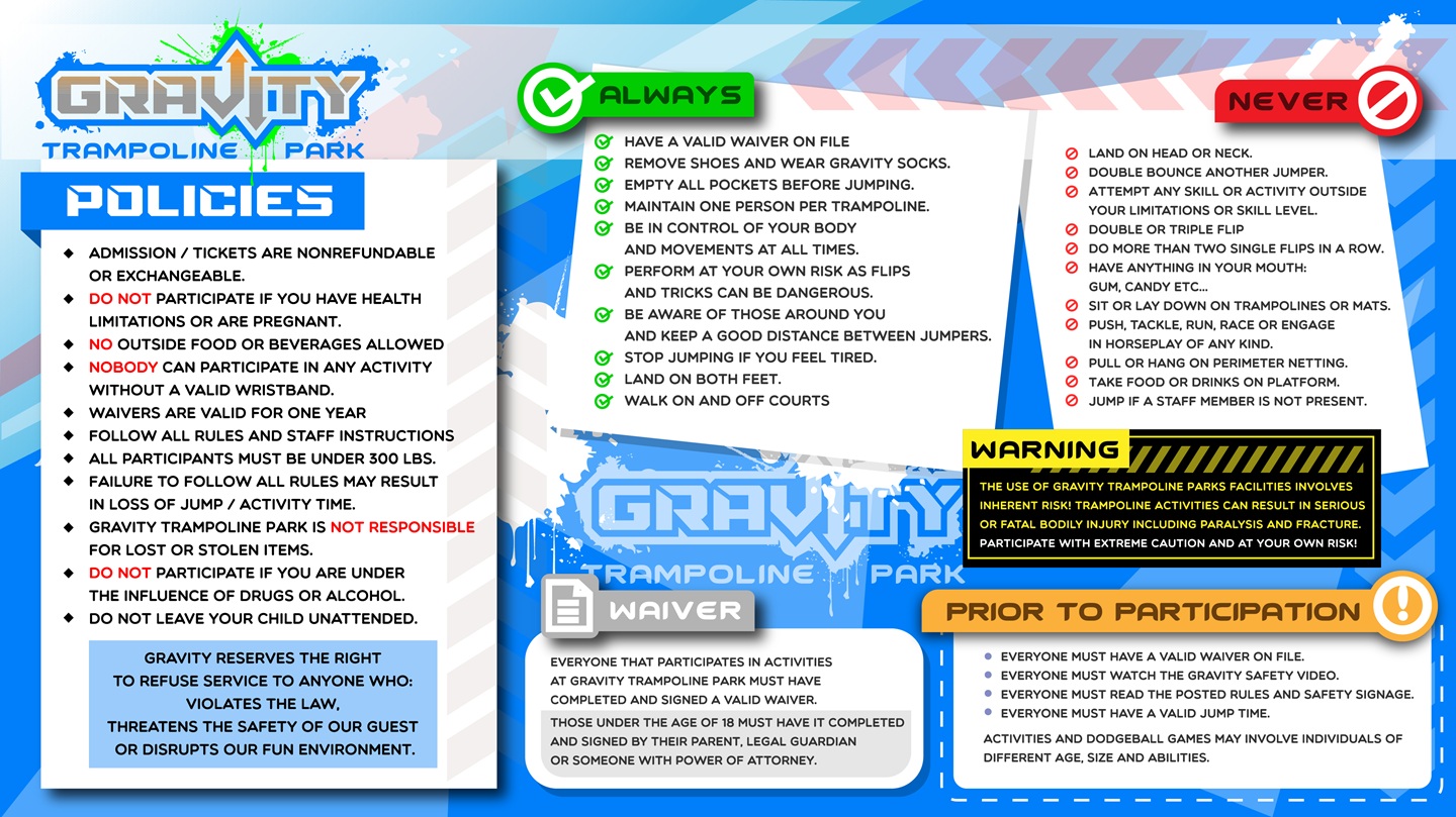 Trampoline safety rules posted